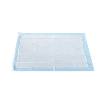 The Disposable Underpad by McKesson Classic, measuring 23 x 36 inches, is a rectangular, light-absorbency pad with a white center and a light blue border, displayed flat on a white background.