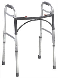 The Drive Medical Bariatric Folding Walker combines adjustable legs with rubber tips for optimal stability and includes two supportive handles to enhance balance.