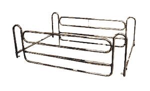 The Probasic Full Length Bed Rails by Compass Health are designed with a durable steel construction for safety and feature vertical and horizontal bars, shown against a stark white background.