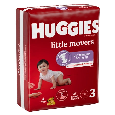 Unisex Baby Diaper Huggies® Little Movers Size 3 Disposable Moderate Absorbency