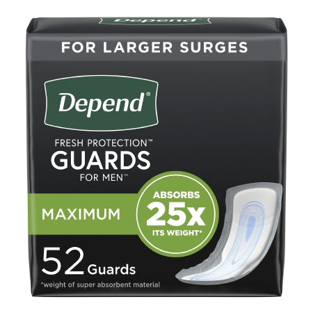 Experience peak absorbency with McKesson's Depend® Fresh Protection™ Guards for Men, ideal for larger surges, and known for absorbing 25 times their weight. Each pack contains 52 convenient bladder control pads.