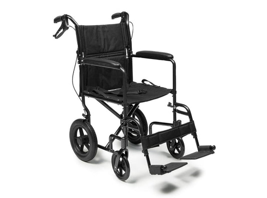 Deluxe Aluminum 12" rear wheel Transport Chair